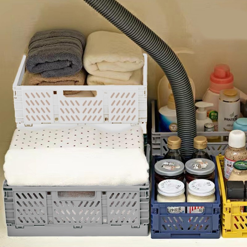 Frepea Pack of 2 Storage Baskets, Grey Folding Boxes, Foldable