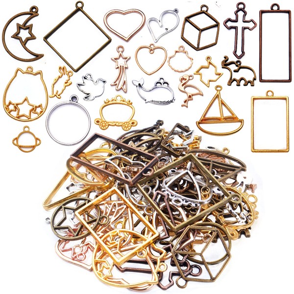 100G(50~70Piece) Open Bezel Pendants Charms Resin Molds Open Back Bezel