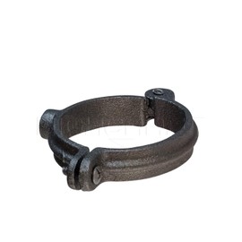 HIGHCRAFT HINGB-02-5 Industrial Decor Hinged Split Ring Pipe Hanger 2 in. Malleable Iron, with 3/8 in. Threaded Rod Fitting, Vintage Mounting Bracket for Tubing, Shower Curtain, Tiki Torch (5 Pack)