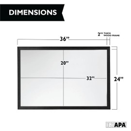 Ilyapa Extra Large Dry Erase Board for Wall - Wood Framed Magnetic White Board - 24 x 36 Inches Decorative Wall Hanging Menu Whiteboard - Black