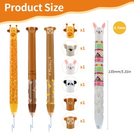 UICCVOKK Erasable Pens,Gel Pens For Writing,Rub Out Pens,Friction Pens,Animal Series Erasable Push-Up Dual Color Neutral Pen For Kids School Supplies