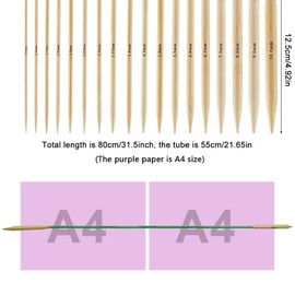Circular Knitting Needles Set, 18 Size Bamboo Round Knitting Needles Set Double Pointed Knitting Needles for Hats Gloves Socks Scarfs (Colorful, 80cm)