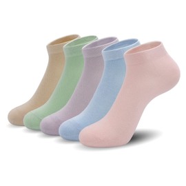 Women Ankle Thin Sock Mesh Bamboo Beathable Ventilating Socks for Summer Anti Odor Low Cut Cool Sock 5 Pairs,4-8/9-11 (Assorted3, Large)