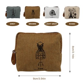 Pack of 4 Vintage Coin Bags, MYLERCT Small Cosmetic Bag for Handbag, Small Mini Canvas Purse with Zip, Small Items for Money Cards, Lipstick and Eyebrow Pencil, multicoloured, Retro