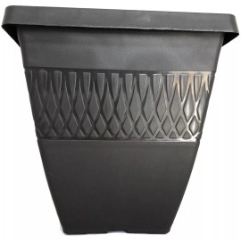 Landmark Plastics 9.75" SQUARE ZEN PLASTIC PLANTER - Set of 10 - BLACK - pot flower