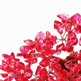 Colorsheng 7 Inch Quartz Crystal Money Tree Bonsai Feng Shui Gem Decoration for Wealth and Luck (Red)