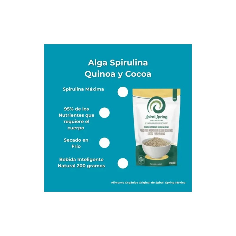 Alga Spirulina + Quinoa + Cacao Pack De 2 Bolsas