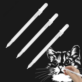 Fine Point White Gel Pen Set,0.8mm Nibs Rollerball Gel Pens for Black Paper,White Ink Pens for Art,Colouring,Sketching,Drawing,Adult Coloring Books,Illustration,Note-Taking,Writing (3pc-white)