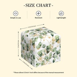 POIUBLE Leather Tissue Box Holder Gold and Green Eucalyptus Leaf Tissue Box Cover Square Waterproof Tissue Holder Organizer Modern Napkin Holder for Bedroom Dresser Night Stand Office Desk