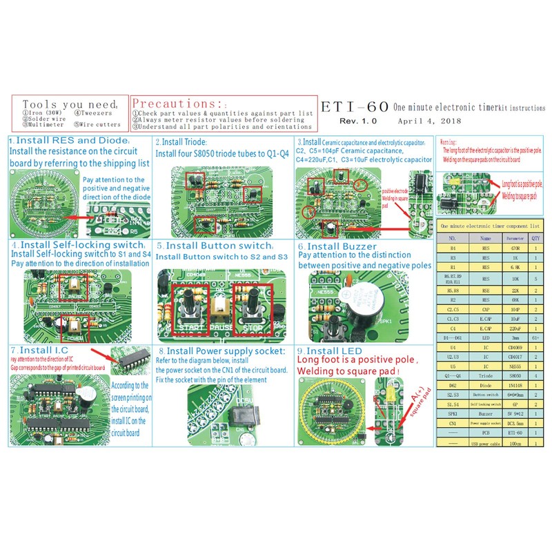 Gikfun 60 Seconds DIY Electronic Timer Soldering Practice Board Kit