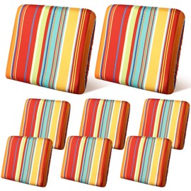 Geyoga 8 Pcs Patio Stretch Sofa Cushion Covers Outdoor Cushion Cover Sofa Furniture Cushion Couch Slipcovers Replacement Waterproof Seat Covers Washable Chair Protector for Pets, Rainbow Stripes