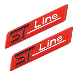 2 Pcs ST Line Emblem 3D Metal Badge Car Hood Truck Door Side Rear Trunk Emblem Sticker Decals for Universal Ford Kuga 2018 Focus Mk3 Fiesta 2019 Ecosport 2009-2015 Mondeo (Red)