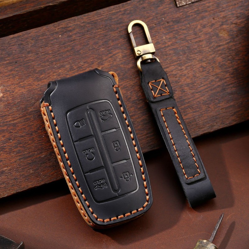 TECART Leather Keyless Entry Remote Shell Case Fit for Genesis