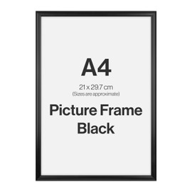 Modern Black A4 Photo Frame for A4 (21 x 29.7cm) Photos or Pictures, Plexi Glass, Freestanding or Wall Mounted Landscape or Portrait