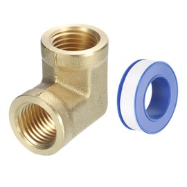 sourcing map 90 Degree Barstock Street Elbow Pipe Fitting 1/4 Inch NPT Female to 1/4 Inch NPT Female, Forged Brass Hose Fitting Adapter for Gas, Air, Oil, Propane