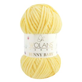 Wolans Bunny Baby Chenille Style Yarn Wool 70 Colours Available 100g Balls (Lemon Col 44)