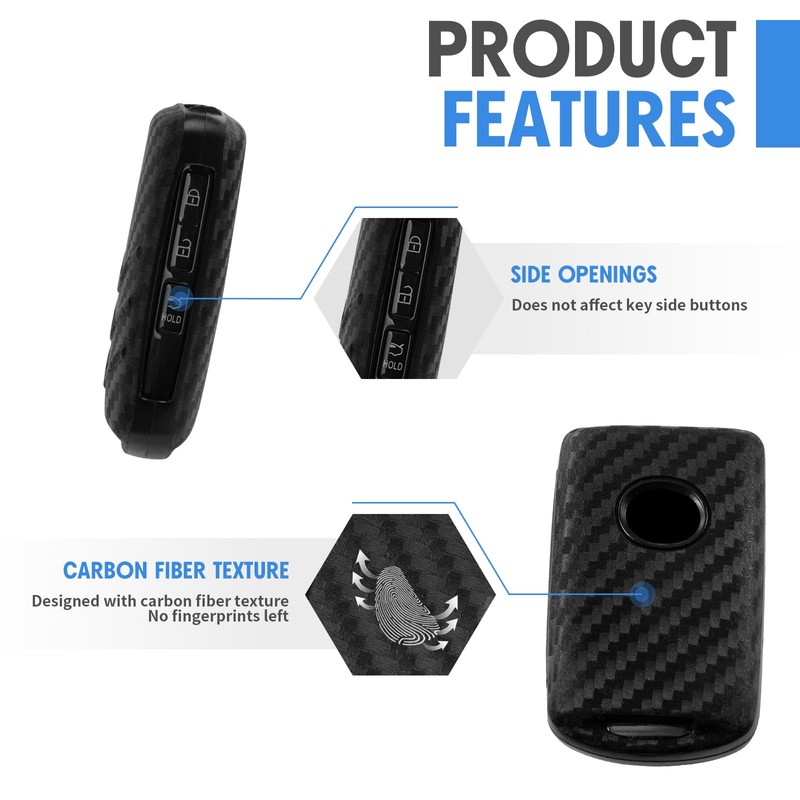WORCAS Key Fob Cover Carbon Fiber Pattern Silicone Case Compatible