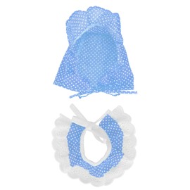 Pet Adorable Lace Bib Scarf Breathable Dot Hat Little Pig Pet Decoration AccessoriesBlue Dot M