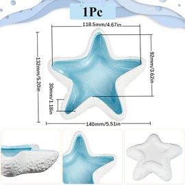 SUNNYCLUE Starfish jewellery Dish Ceramic jewellery Tray Blue jewellery Holder Dish Ocean Sea Summer jewellery Plate jewellery Trinket Dish Tray jewellery Dishes for Women Christmas Birthday Gifts