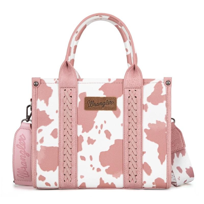 Wrangler Dreamy Cow Print Concealed Carry Tote/Crossbody:_Light Pink