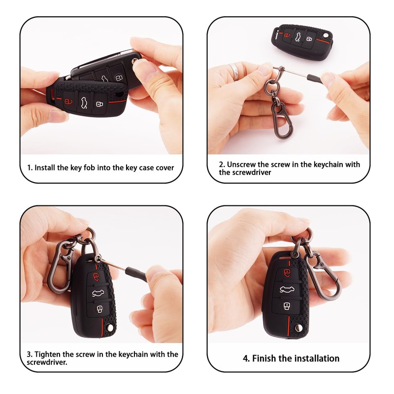 ERMWALR Full Car Key Case, black/grey