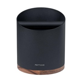 Normcore Espresso Knock Box - 1.8L Capacity, Holds 40–45 Pucks - Heavy-Duty Stainless Steel Coffee Grounds Bin with Removable Knock Bar and Walnut Non-Slip Base, Black