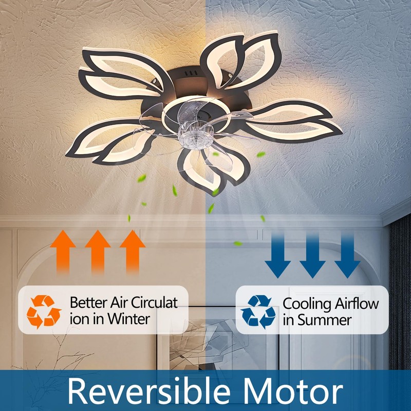 Dalouguan Ceiling Fan with Lights Remote Control, 26" Black Low