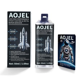 AOJEL S300 Epoxy Glue – Industrial 2-Part Adhesive for Metal, Plastic, Ceramic, Wood & More | Waterproof, High-Temp, No-Drip Bonding Gel | 1.69 oz for DIY, Pipe, Home, Auto Repair