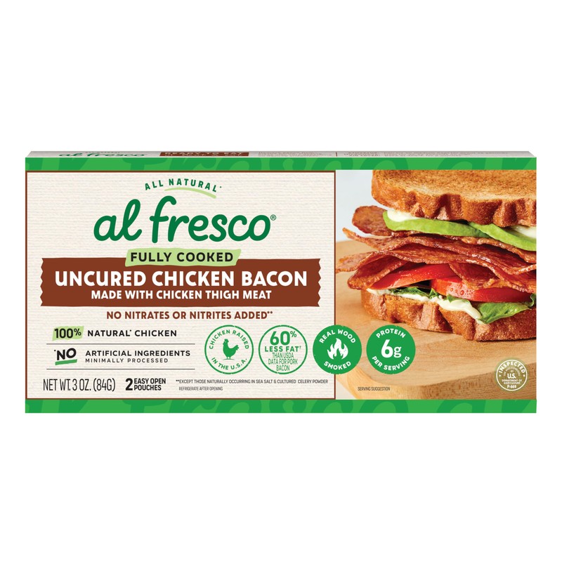 al fresco Fully Cooked Uncured Chicken Bacon 3 oz