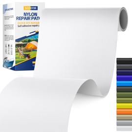 Sgooyir 6X63 Inch Nylon Repair Patch for Down Jacket, Self-Adhesive Nylon Fabric Repair Patch for Tents, Waterproof Fabric Repair Tape Patch Kit for Clothes, Puffer Jackets, Backpacks White