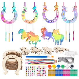 estcoo Wooden Horseshoe Wind Chime, Pack of 106 Horses Birthday Decoration, Horseshoe Decorative Wind Chime, Craft Set, Horseshoe Wood for Painting, DIY Crafts, Decorating for Girls, Nursery Baby