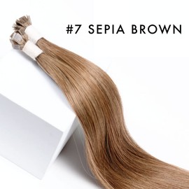 U Tip Hair Extensions by Everlong, Remy Human Hair, Fusion Glue Adhesive Method, Premium Keratin 56 gram Bundles, 16" #7 Sepia Brown