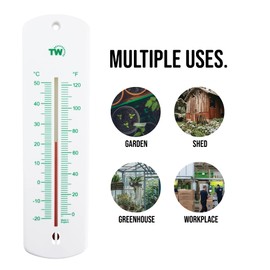 Large 240mm Outdoor Thermometer for Garden - Can be used as a Greenhouse Thermometer or Home Office Room Indoor Wall Outside (Green)