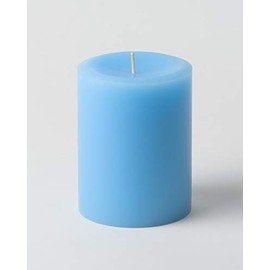 3" x 4" Hand Poured Solid Color Unscented Pillar Candles Set of 3 - Made in USA (Light Blue)