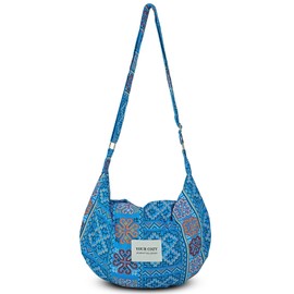 YOUR COZY Women's Sling Crossbody Bags Large Shoulder Shopping Hobo Bag Handbag Top Zip Bags Handmade Messenger Bag (Tribe_Sky)