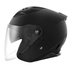 Motorcycle Open Face Helmet YEMA YM-637 DOT Approved 3/4 Half Helmet with Sun Visor for Adult Men Women - Matte Black,Small