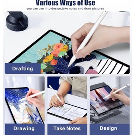 PRO Active Stylus Pen [2Pack] Compatible with Xiaomi 13T Pro on Touch Screen Digital Displays, Battery Level LED, Extra POM Magnetic Tips Included(White)