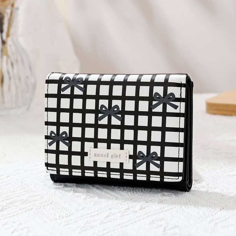 Denovin Small Wallets Woman, Cute Tri-fold Coquette Wallet for Women,