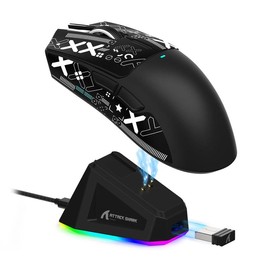 ATTACK SHARK X11 Wireless Gaming Computer Mouse, Rechargeable RGB Lighting Wireless Mouse with Charging Base, Optical Sensor Mouse, Boyfriend Gift, Gaming Accessories, Office Accessories:_White_3 Modes