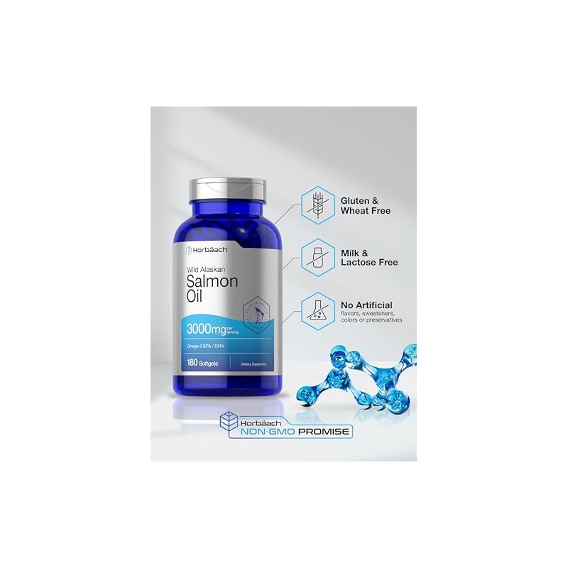 Aceite de pescado de salmón salvaje Alaskan, 3000 mg, 180