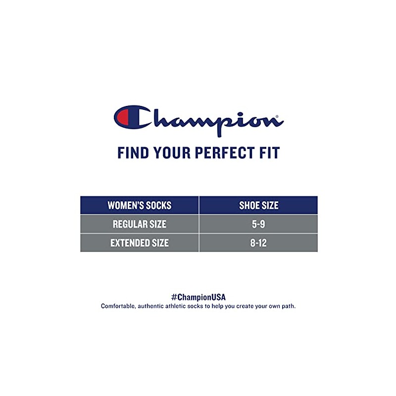 Champion womens 6-pack Invisible Liner, Black Color Cs, Shoe Size