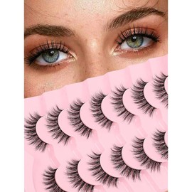 WISPY 인조 속눈썹 위스피 내추럴 룩 15MM 0.1MM 얇은 밴드 스트립 경량 3D 볼륨 플러피 C 컬 소프트 실리글리 7쌍 [S11 Natural 3-10MM] Synthetic Eyelashes Wispy Natural Look 15MM 0.1MM Thin Band Strip Lightweight 3D Volume Fluffy C Curl Soft Siligly 7 Pairs [S11 Natural 3-10MM]