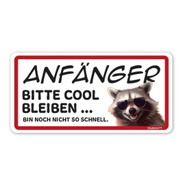 Vehicle Sticker Beginner Raccoon Red I 20 x 10 cm I Weatherproof I kfz775