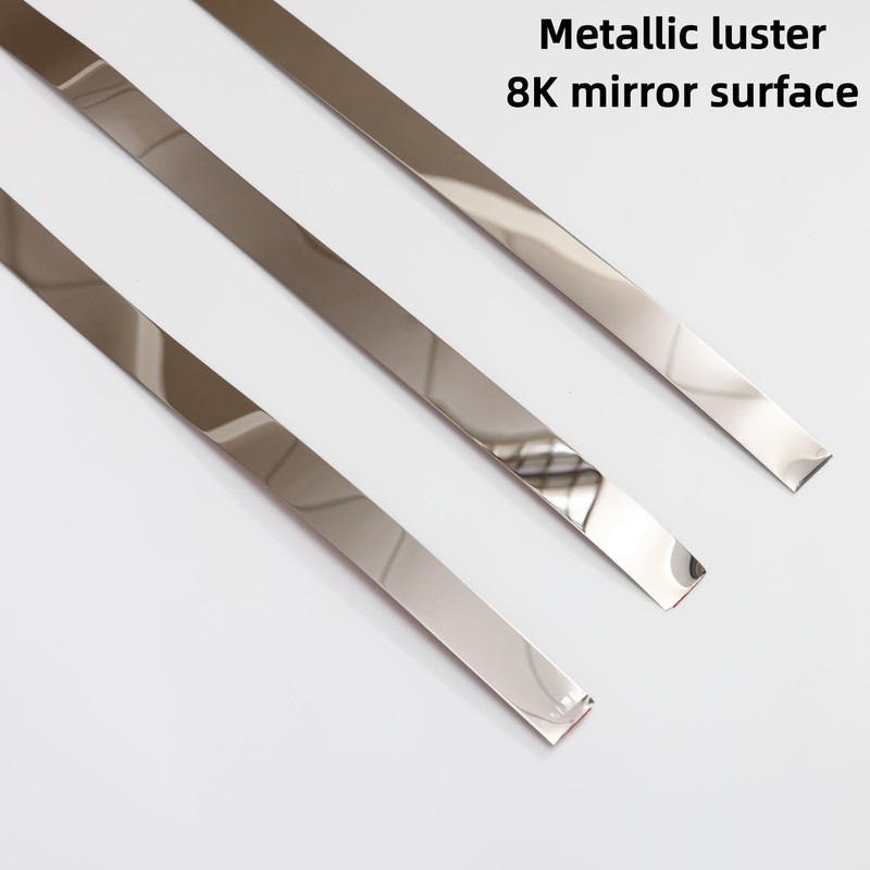 Taaizau Silver Metalized Mirror-Like Finish Molding Trim, Peel and Stick