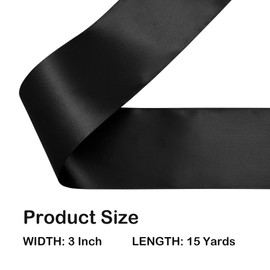 LoomJoyz Double Sided 75mm Black Satin Ribbon 13 Meters Satin Ribbon Ideal for Gift Wrapping Flower Bouquet Crafts Weddings Floral Arrangements & Bows