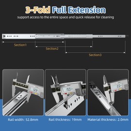 Furniware 1 Pair 265 lb Load Capacity Heavy Duty Locking Drawer Slides 40 36 30 24 20 18 Inch Full Extension Ball Bearing Drawer Glides Side Mount Rail RV Industrial Tool Box Runner, 36 Inch