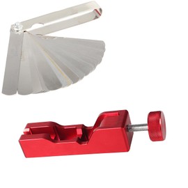 Walquicks Brecha de La Bujía Herramienta de Separación, Herramienta de Brecha de Bujías con Calibre de Acero de 32 Hojas, Brecha de Bujía de Coche Huecos de Bujía Metal Apéndice Rojo