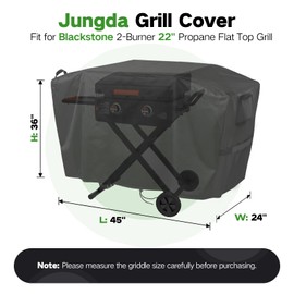 Jungda Grill Covers for Blackstone Model 2350 2401 22" Griddle, BBQ Cover for Blackstone 2-Burner 22" Propane Flat Top Grill - 45" L x 24" W x 36" H