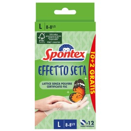 Spontex Effetto Seta Zweite Einweghandschuhe aus Leder, Latex, beige, M (10er Pack), 10