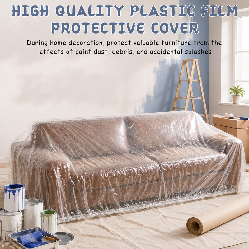 Dexpally 10 Pack Plastic Sofa Covers 360x240cm Extra-Large Couch Cover,